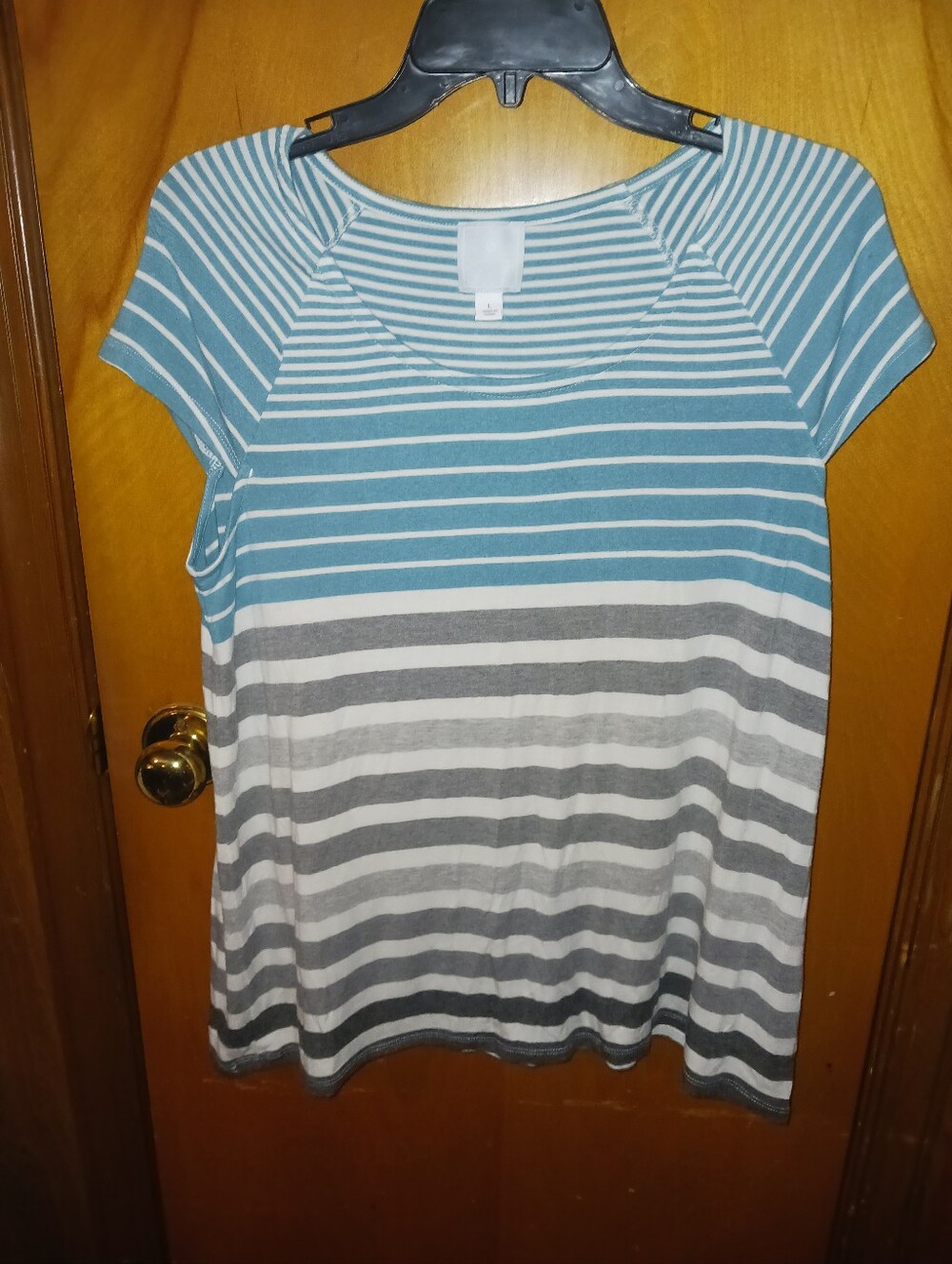 Sunday Striped Short Sleeve Tee in Teal, White & Gray